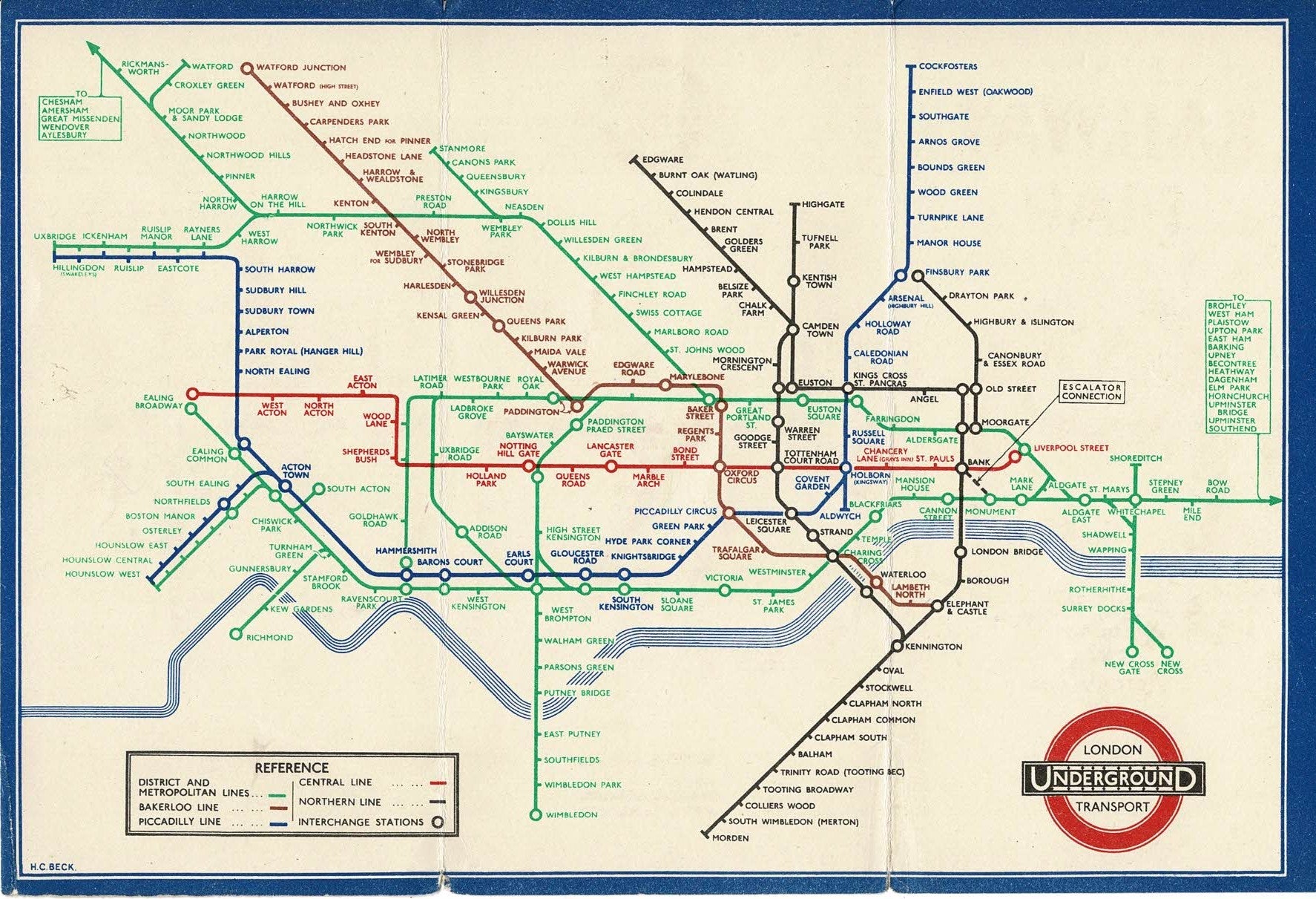 London Underground Vintage Map By Harry Beck 1938 Maps And Antique Prints