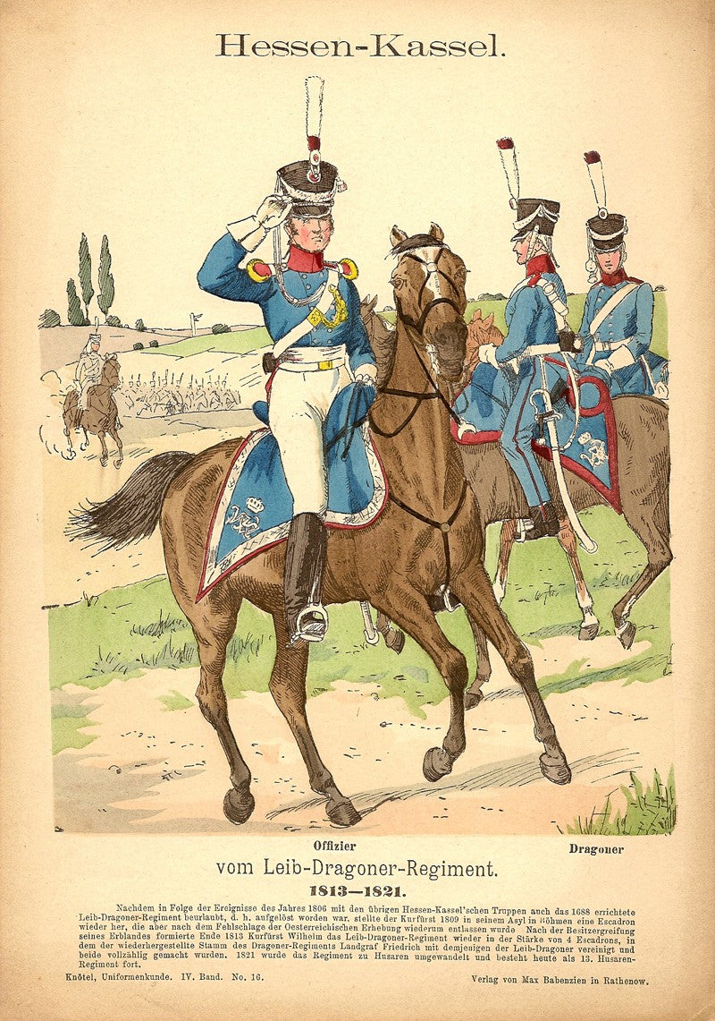 Hessen Kassel vom Leib Dragoner Regiment 1813 1821 Maps and