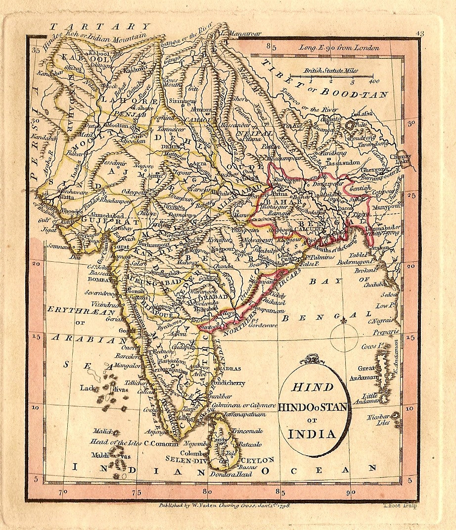 India Hindoostan Antique Map – Maps And Antique Prints