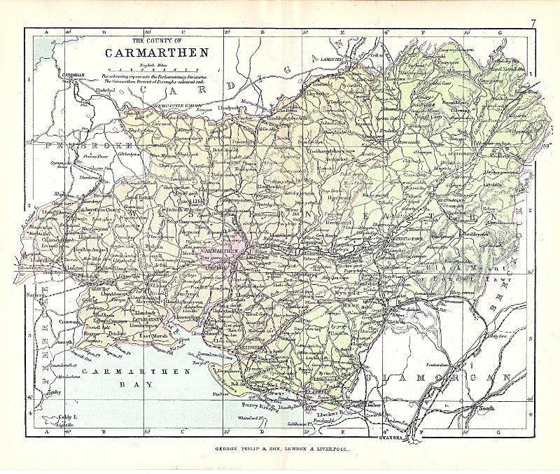 Carmarthen Original Antique Map Published C1885 Maps And Antique Prints