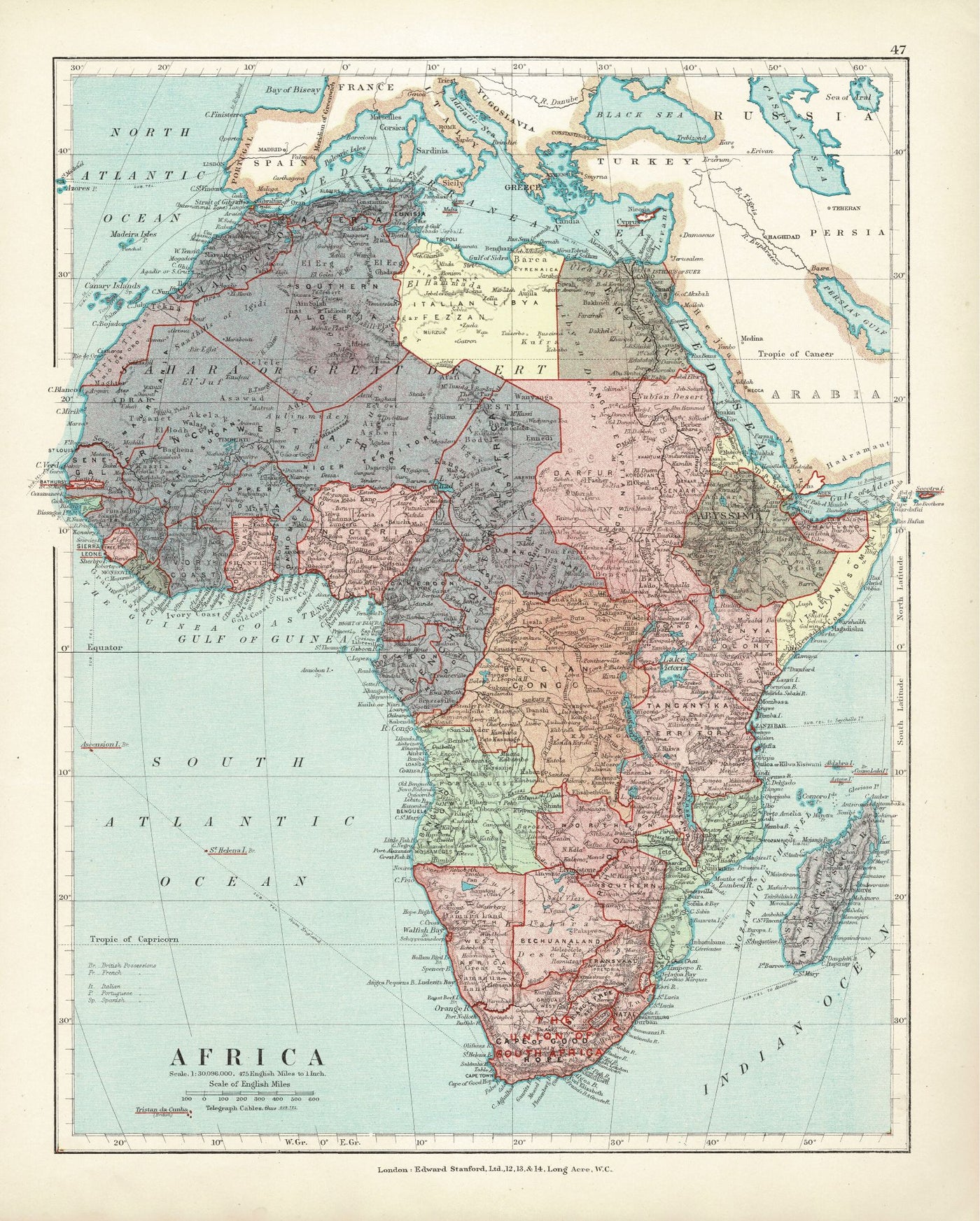 Africa antique map 1926