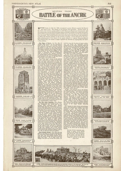 Western Front Battle of the Ancre, An Atlas of the Great War, published 1920.