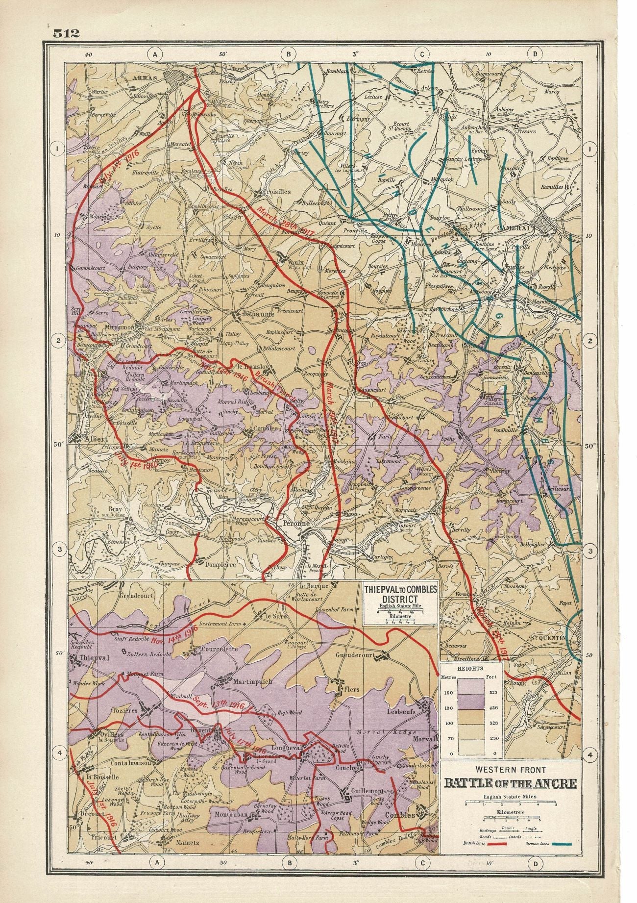 Western Front Battle of the Ancre, An Atlas of the Great War, published 1920.