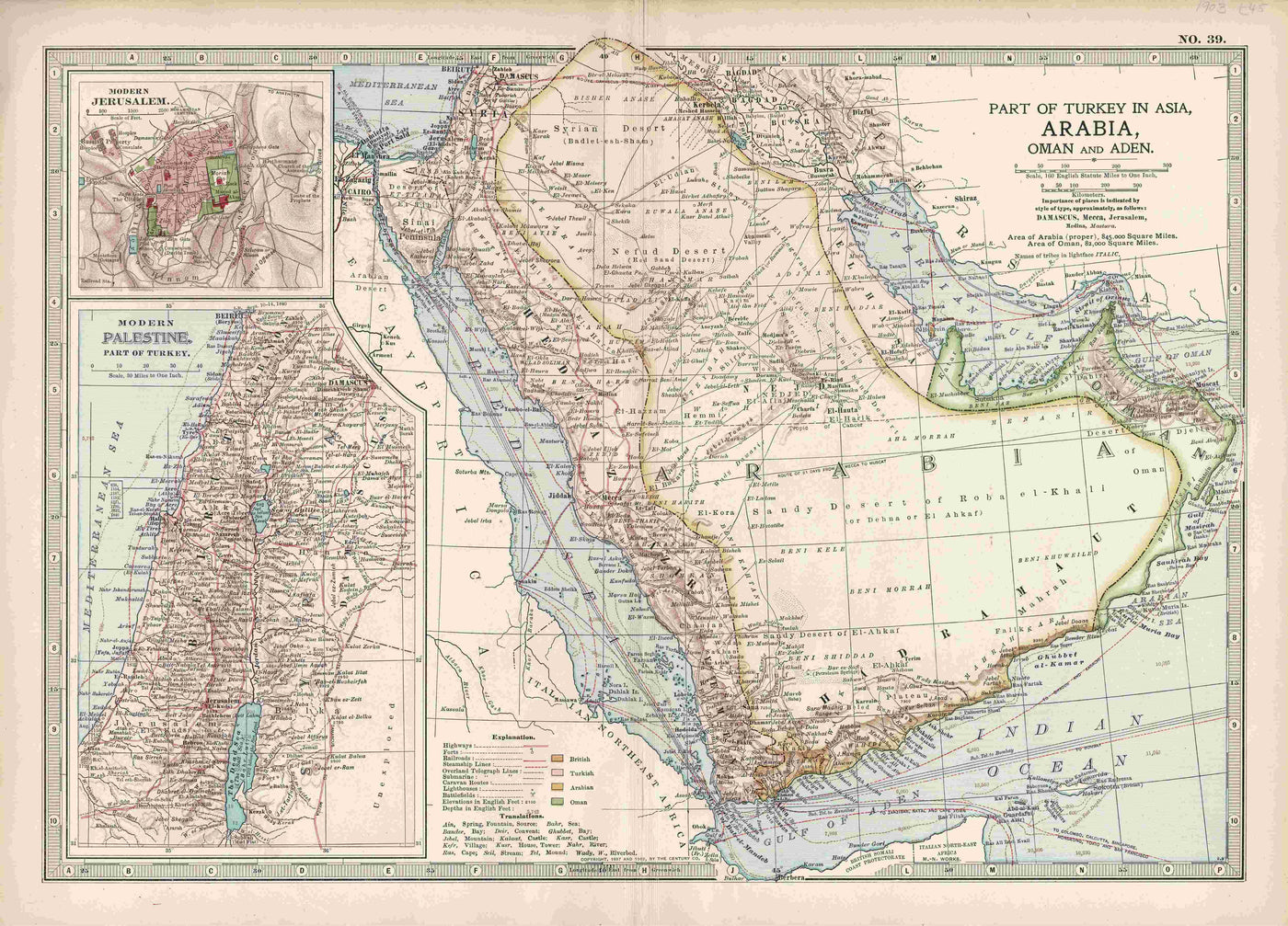 Arabia Oman & Aden antique map Encyclopaedia Britannica 1903