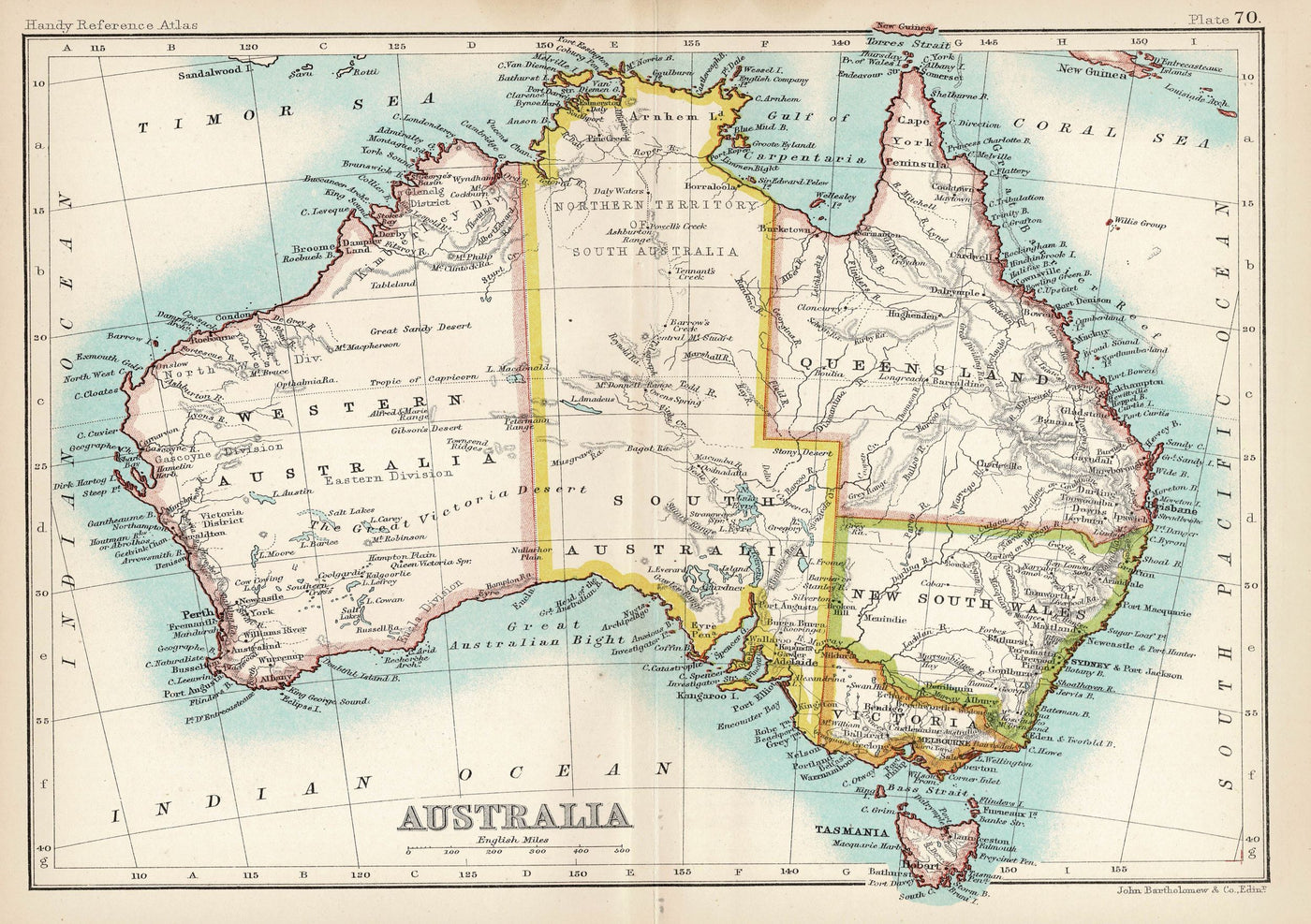 Australia and Tasmania antique map published 1898