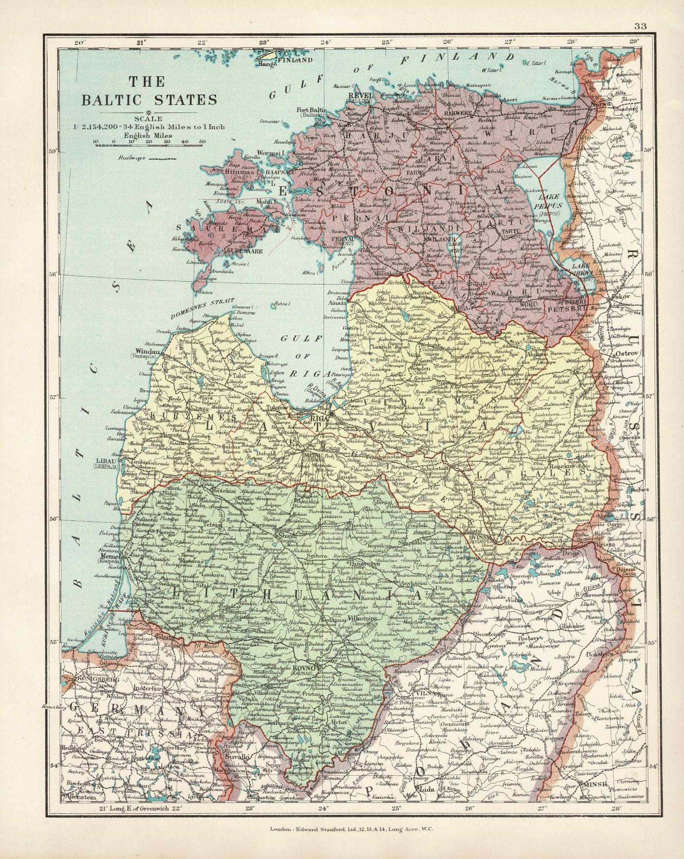 Baltic State antique map 1926