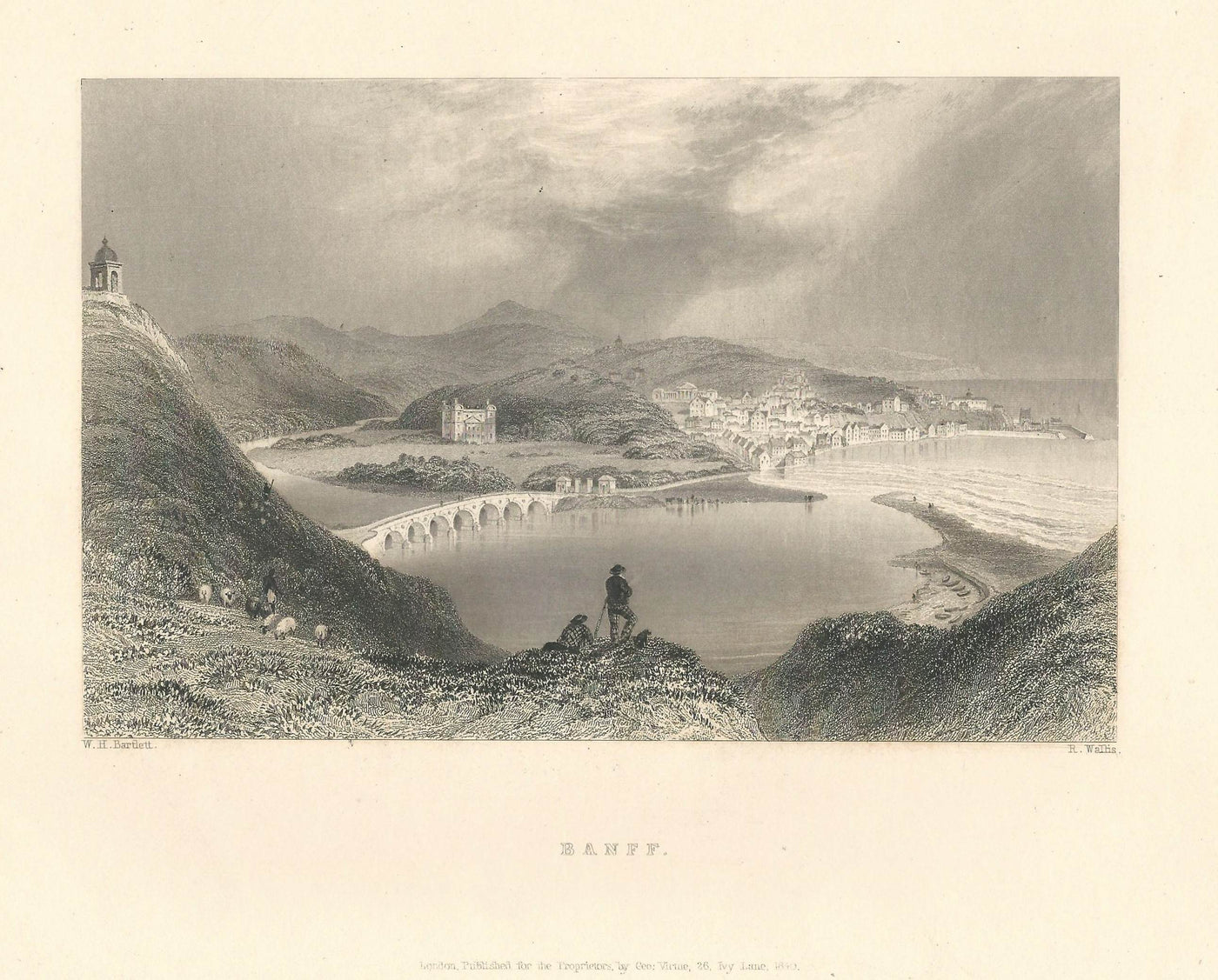 Banff Aberdeenshire Scotland antique print 1844