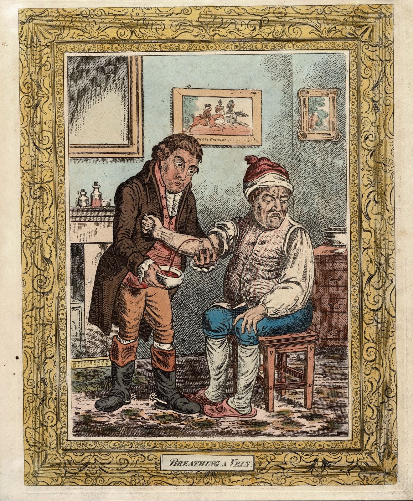 Breathing a Vein after JAMES GILLRAY an original Georgian antique print