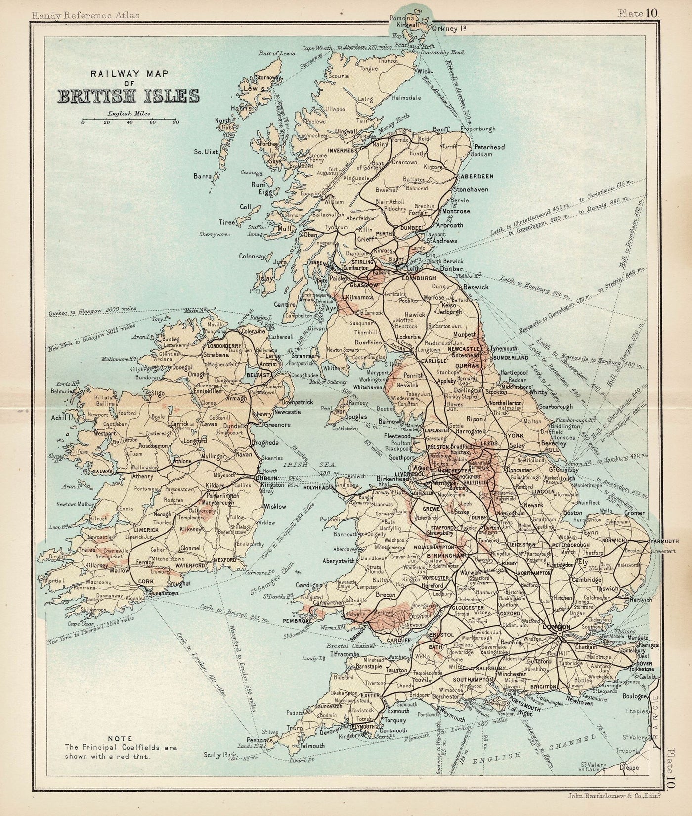 Railway of the British Isles antique map published 1898