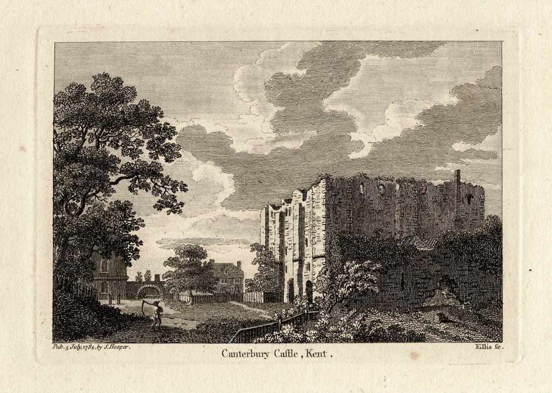 Canterbury Castle Kent antique print 1784