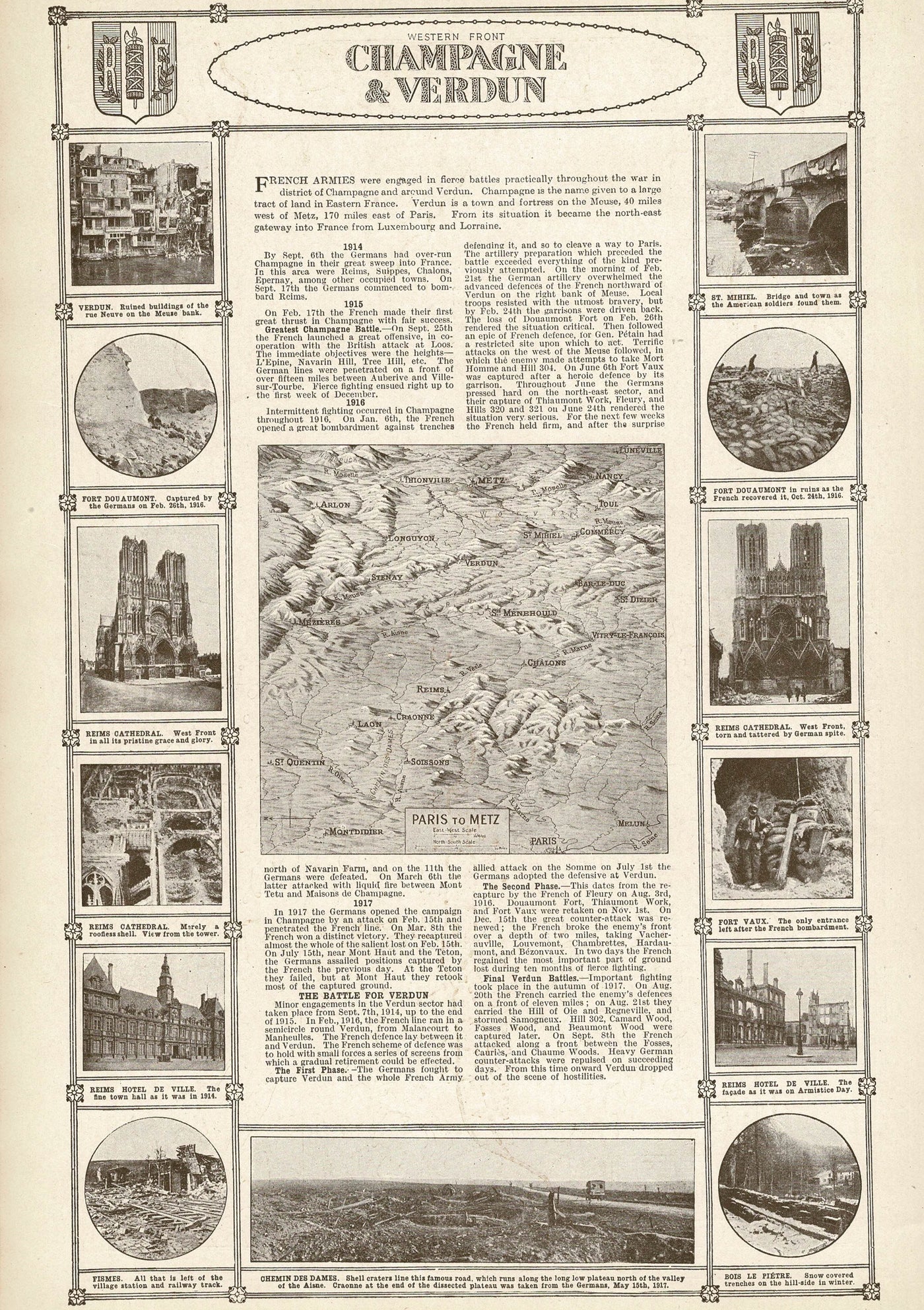 Western Front, Champagne, An Atlas of the Great War, published 1920.