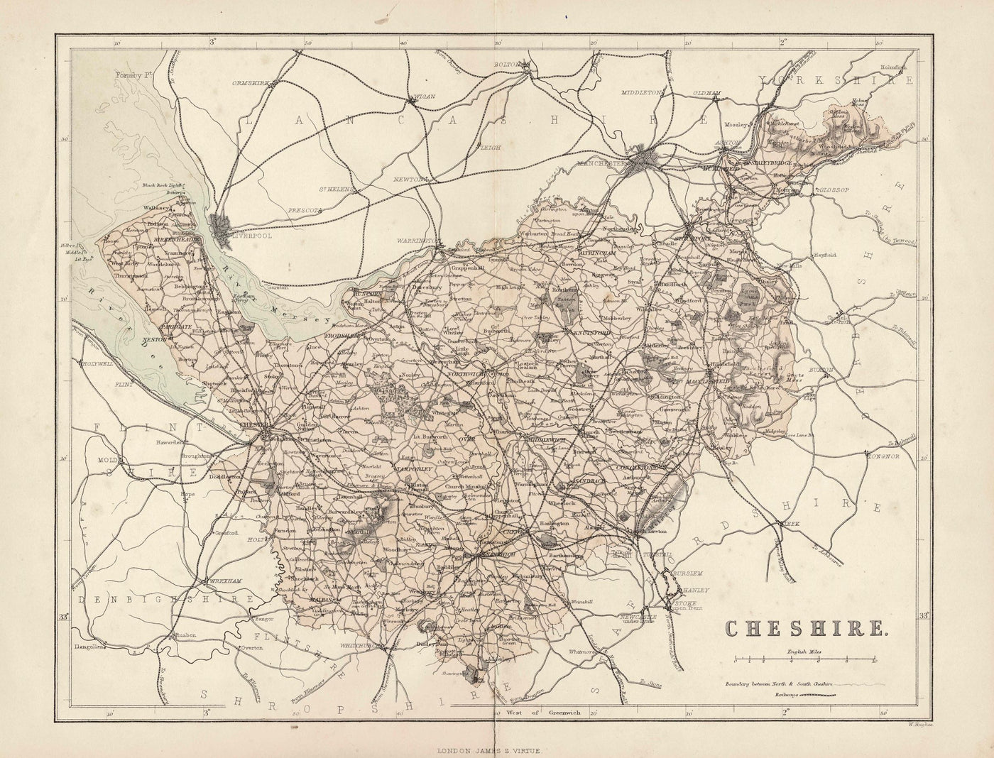 Cheshire antique map 1868