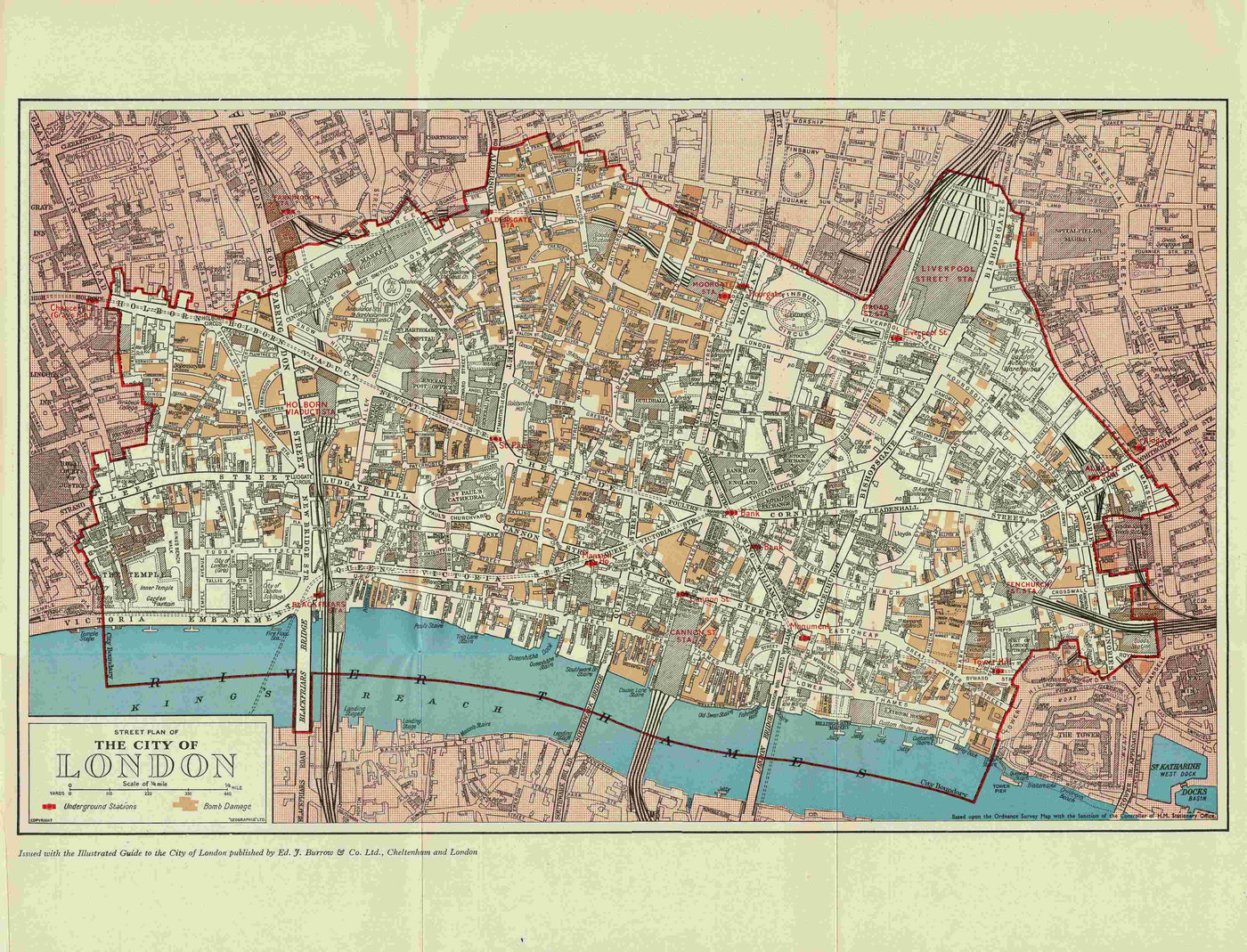 City of London World War Two (WW2) bomb damage map.