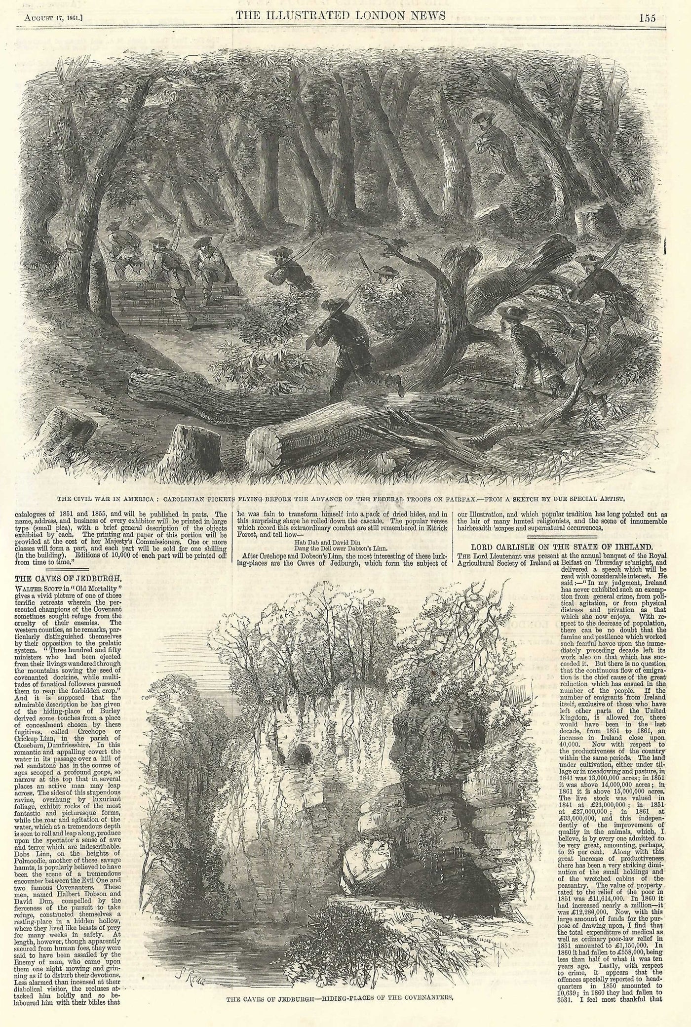 Carolina troops flying before Federal troops at Fairfax Virginia American Civil War 1861