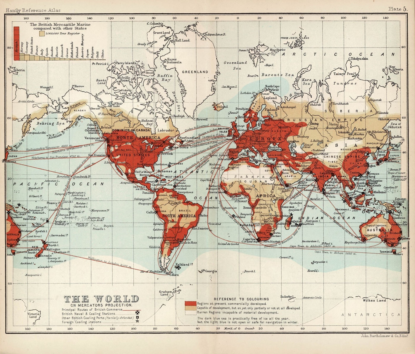 World map of late Victorian Commerce published 1898