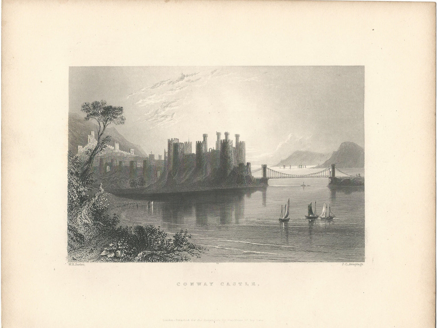 Conway Castle Wales antique print 1844