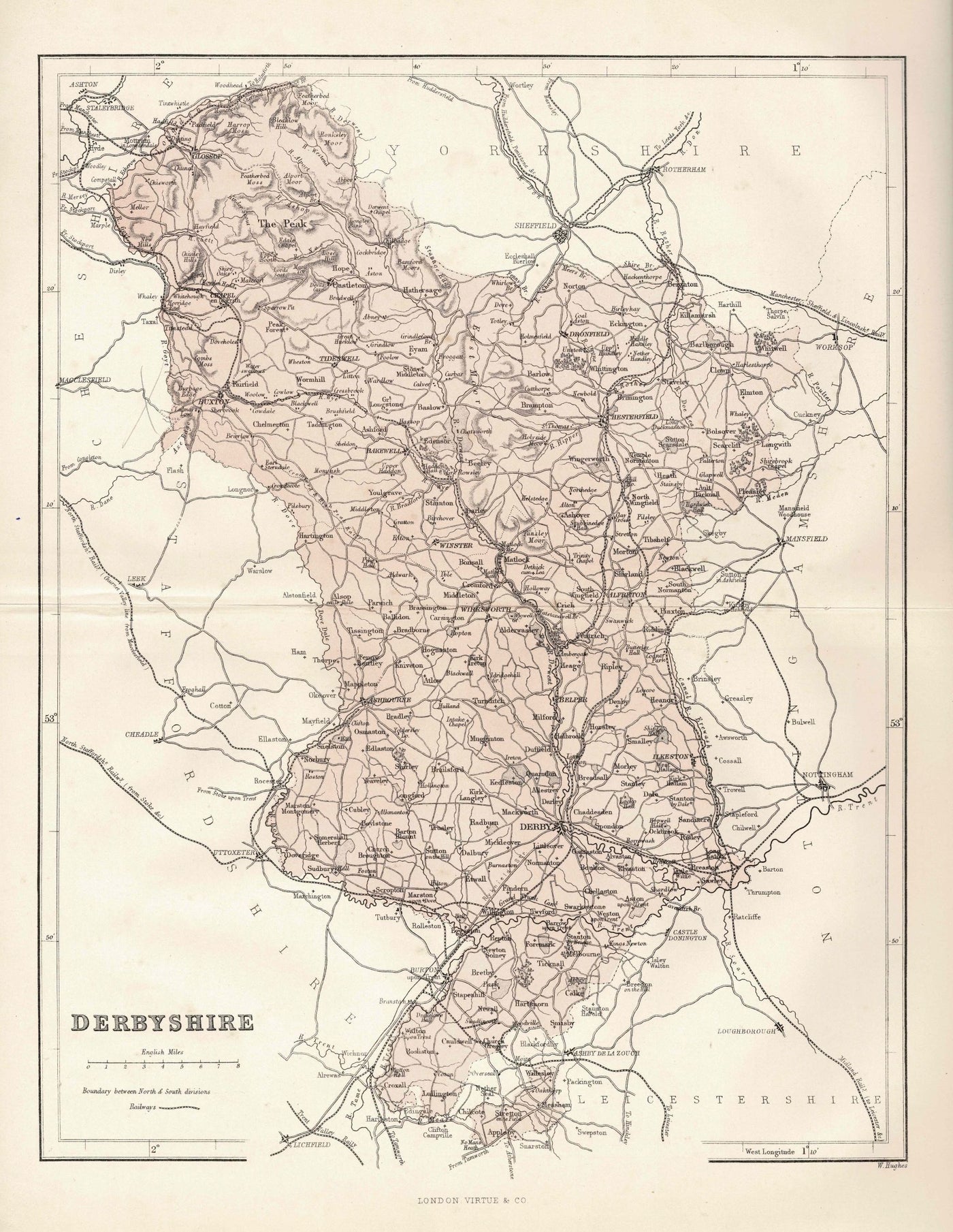 Derbyshire antique map 1868