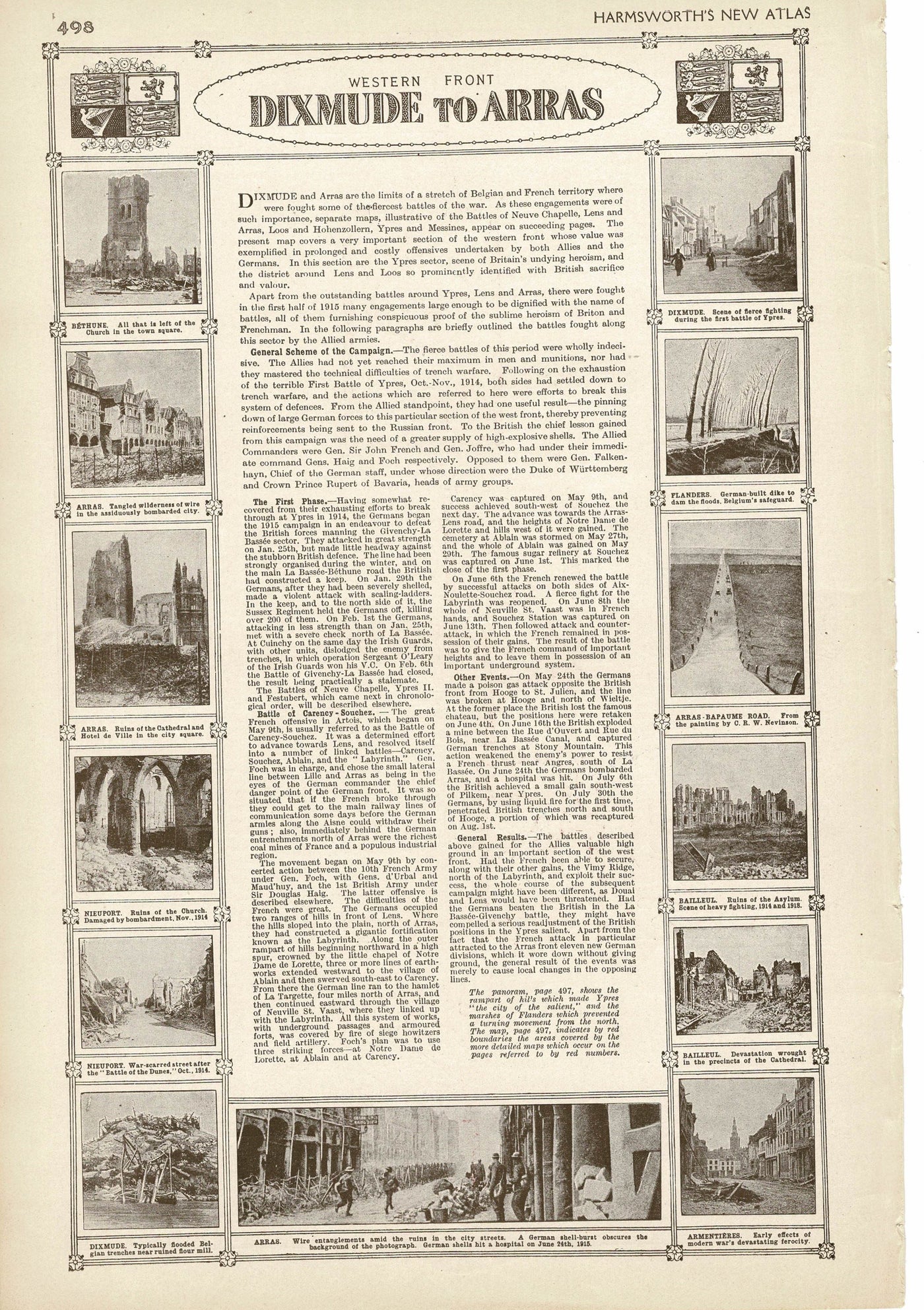 Western Front, Neuve Chapelle, An Atlas of the Great War, published 1920.