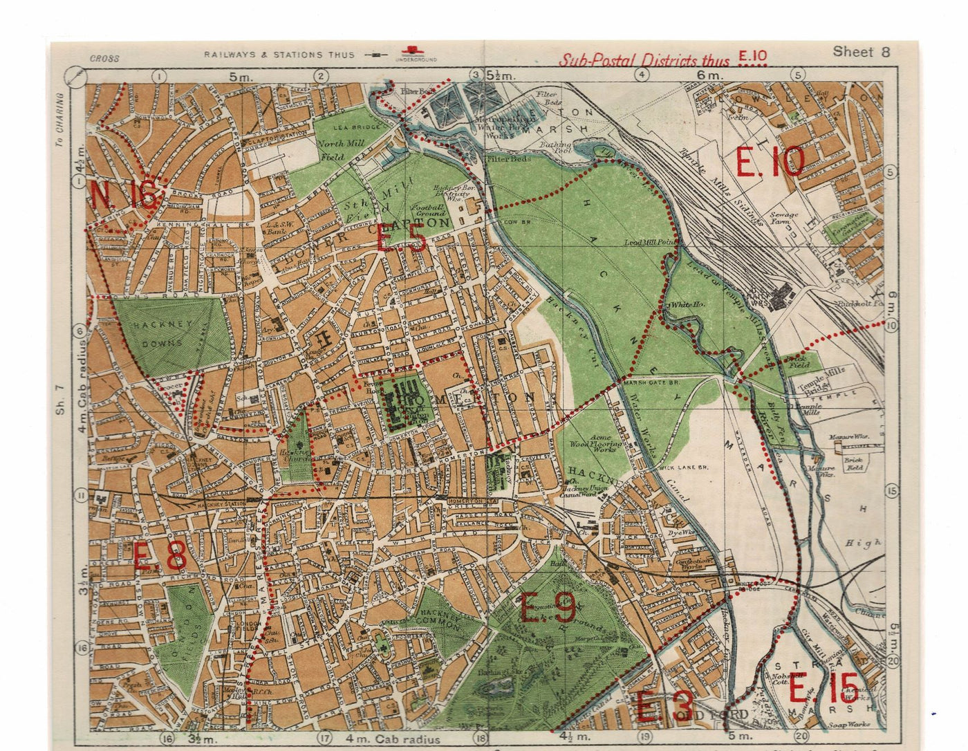 East London Sub-postal Districts Antique Map C.1924 – Maps And Antique 