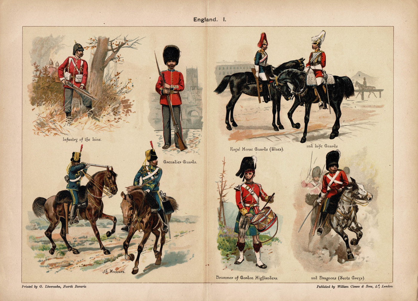 England (British Army) no. 1 Richard Knotel antique print published 1890