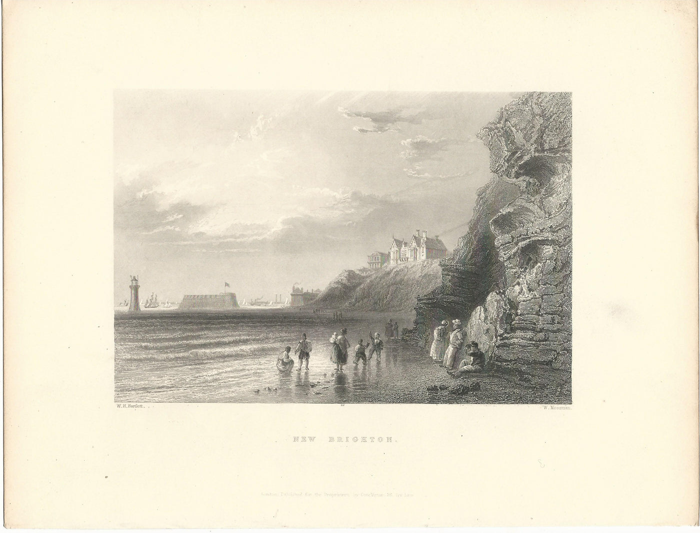 New Brighton Merseyside Lancashire antique print 1844