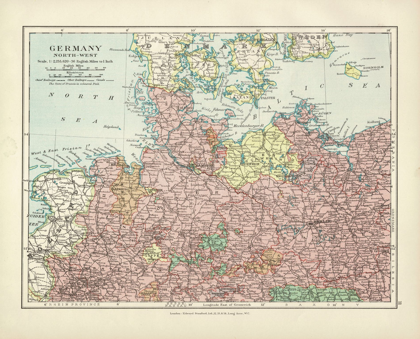 Germany North West antique map 1926