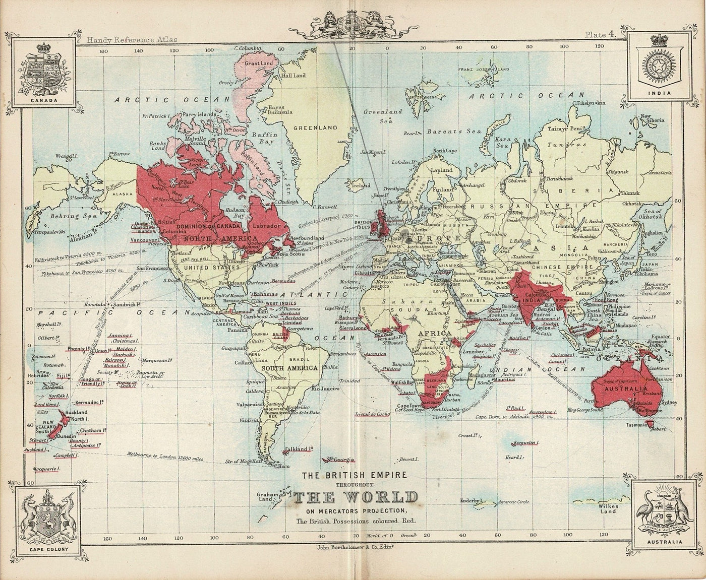 British Empire throughout the World antique map