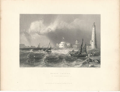 Hurst Castle Hampshire antique print 1844