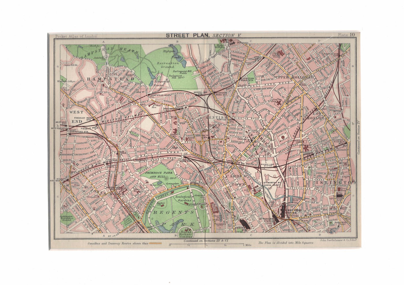 Kentish Town and Hampstead, Antique Map, 1900