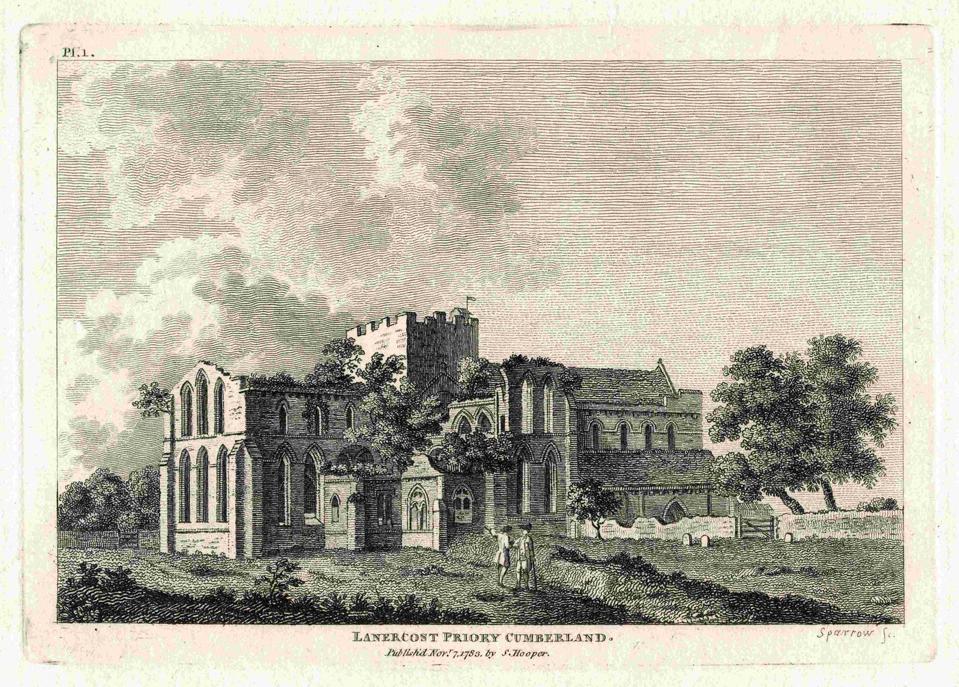 Lanercost Priory Cumberland Cumbria antique print 1783 (2)