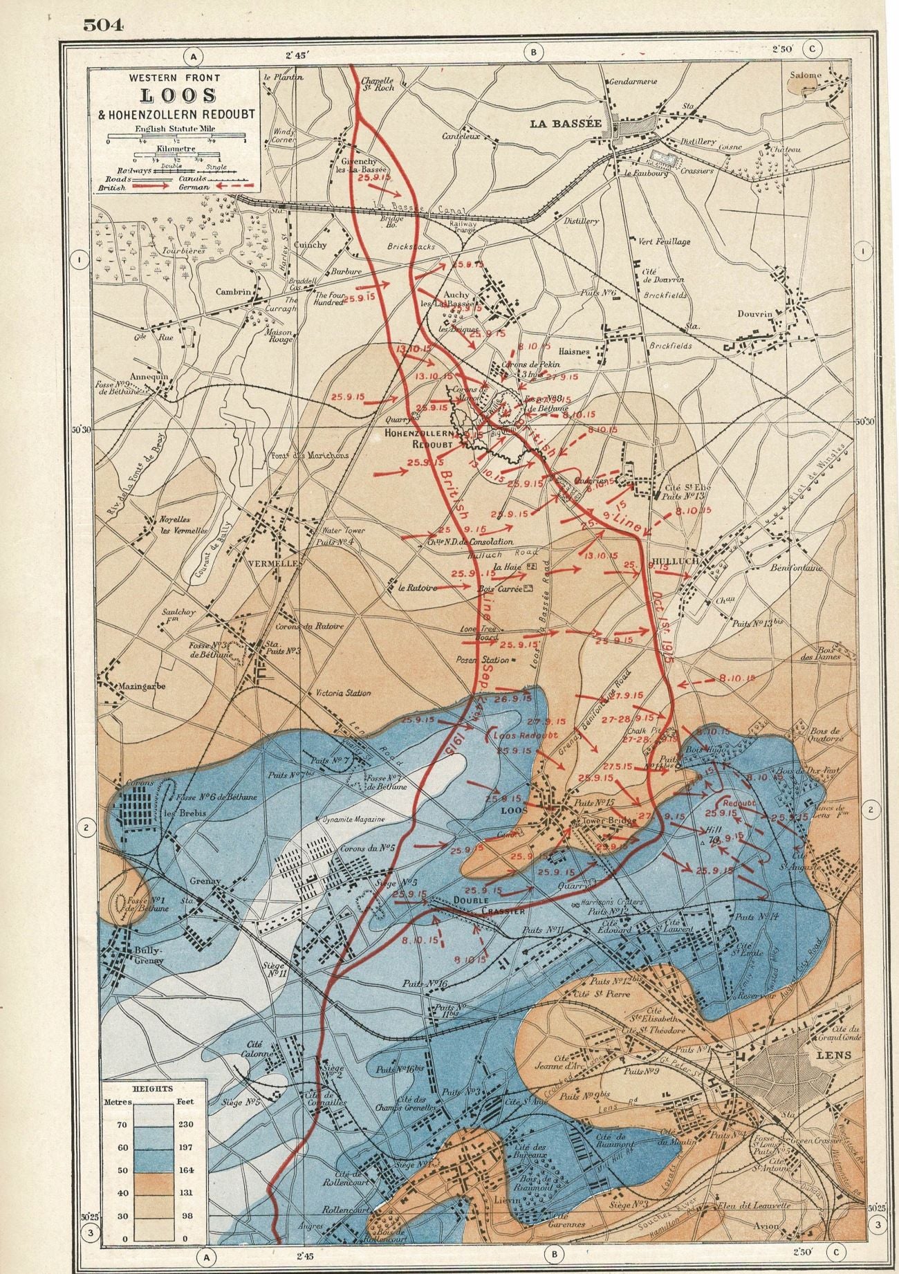 Western Front, Loos, An Atlas of the Great War, published 1920.