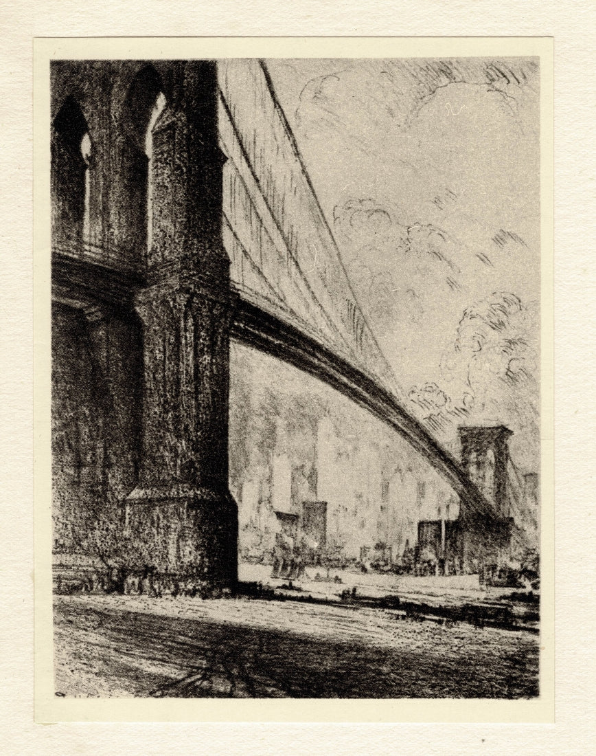 Manhattan Bridge New York antique print published 1912