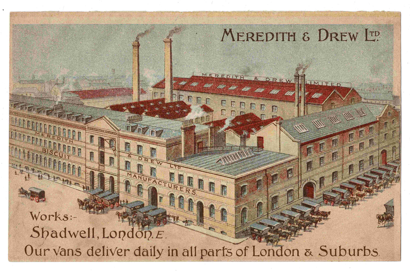 Shadwell Works of Meredith & Drew a late 1880s antique item of ephemera