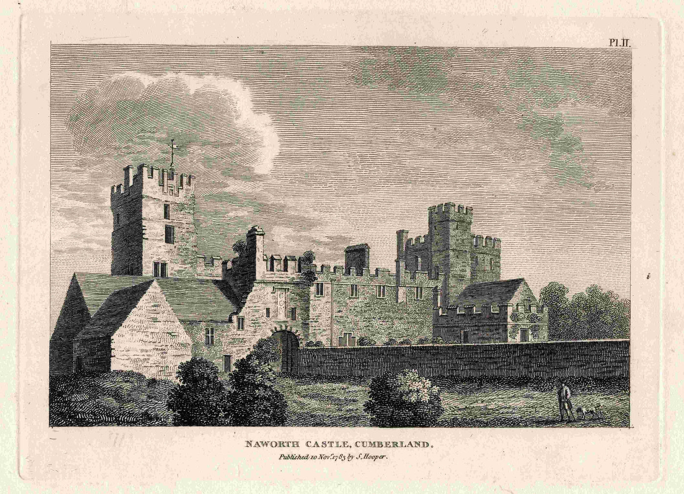 Naworth Castle Cumberland Cumbria antique print 1783