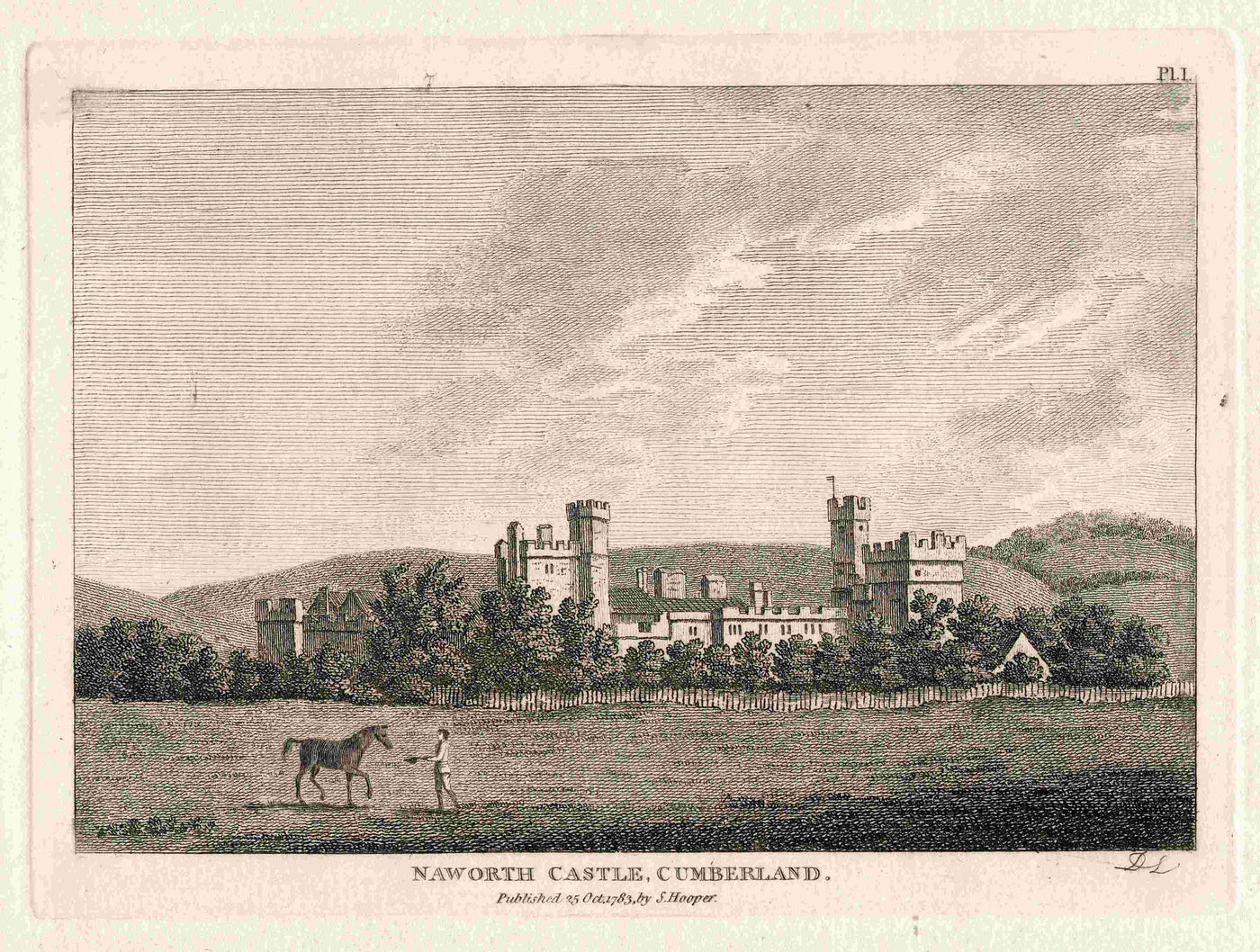 Naworth Castle Cumberland Cumbria antique print 1783 (2)