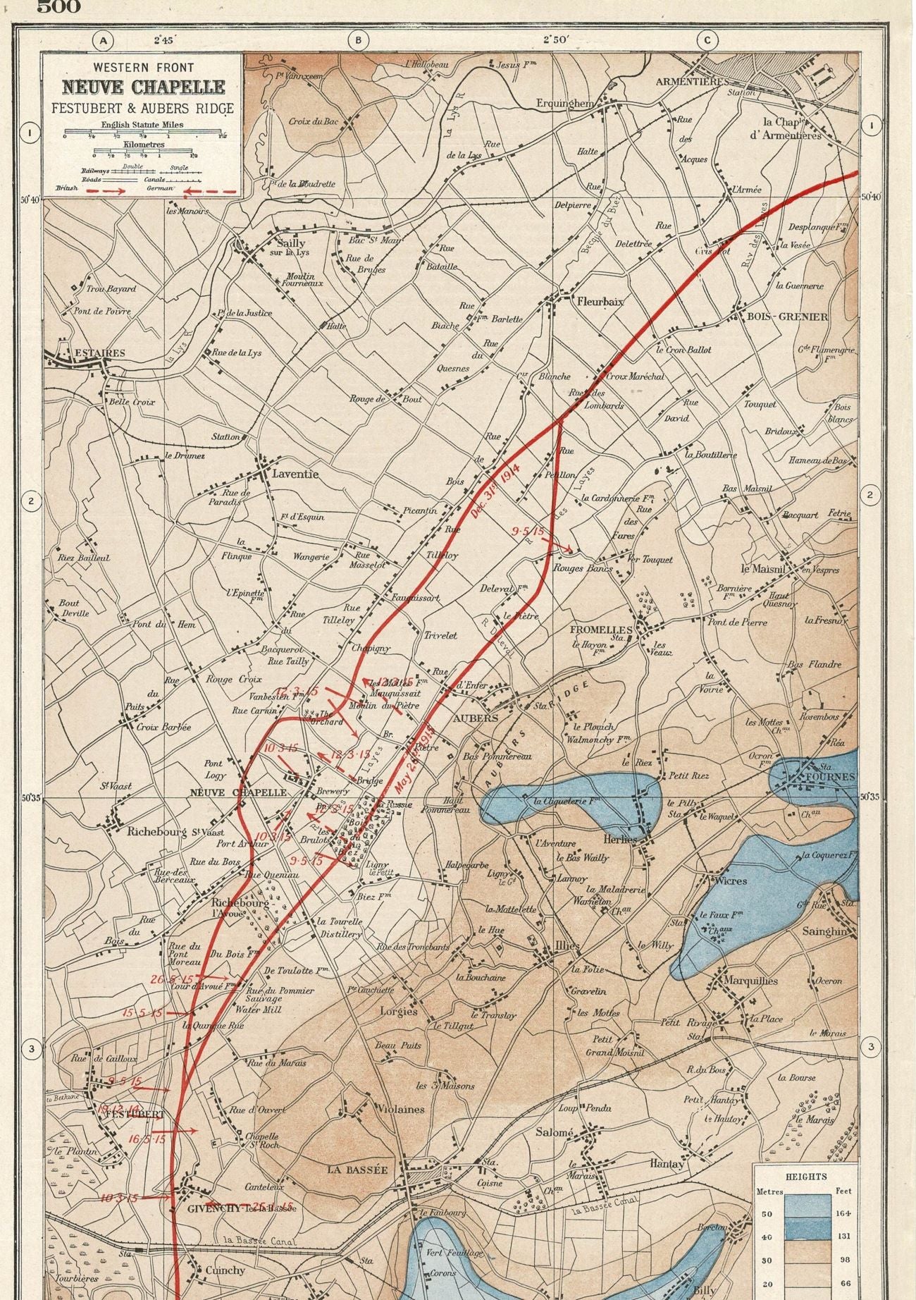 Western Front, Neuve Chapelle, An Atlas of the Great War, published 1920.