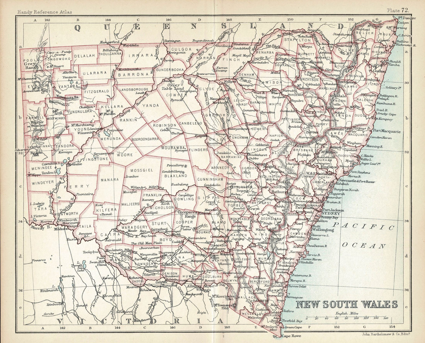 New South Wales Australia antique map published 1898