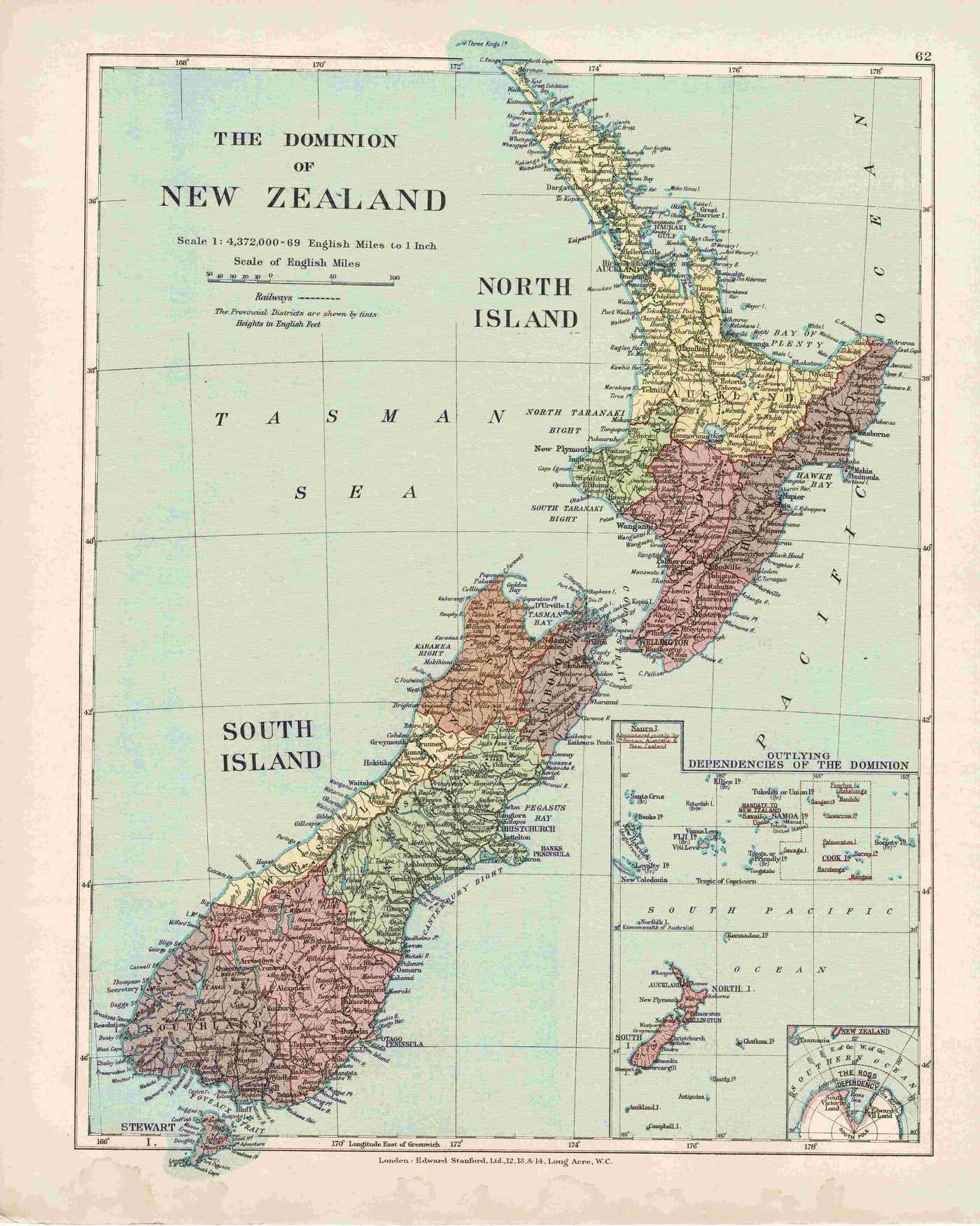 New Zealand vintage map published 1926