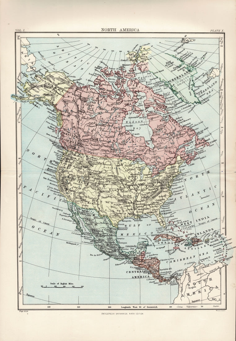 North America antique map 1889 – Maps and Antique Prints