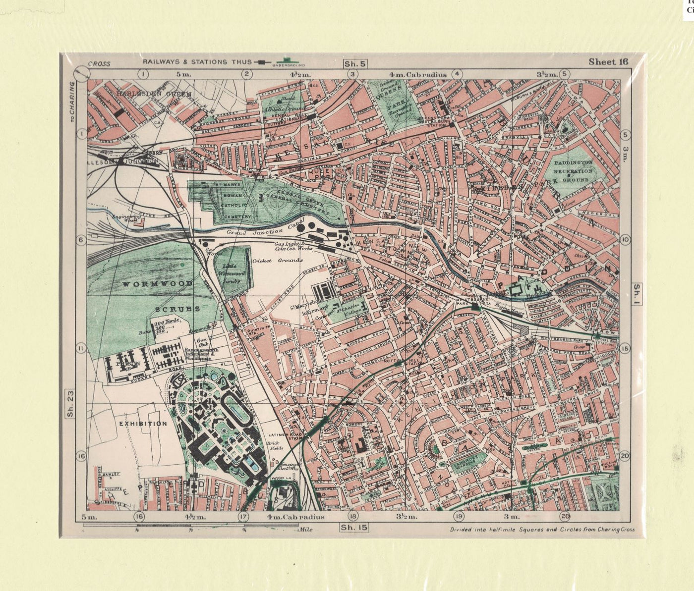 Notting Hill, West London, Antique map, 1910