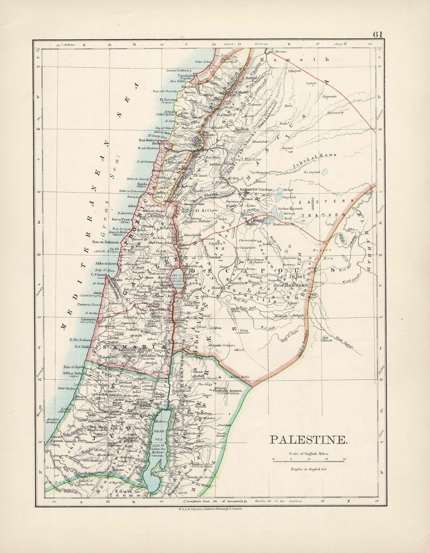 Palestine antique map published 1904