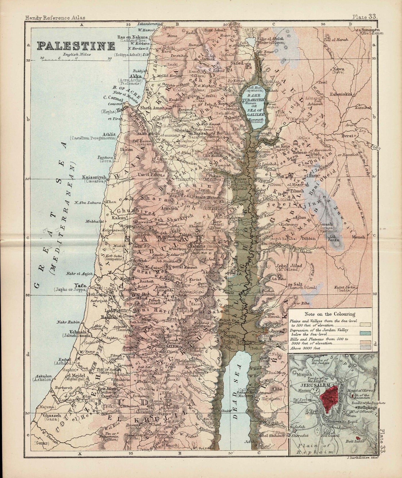 Palestine antique map 1886