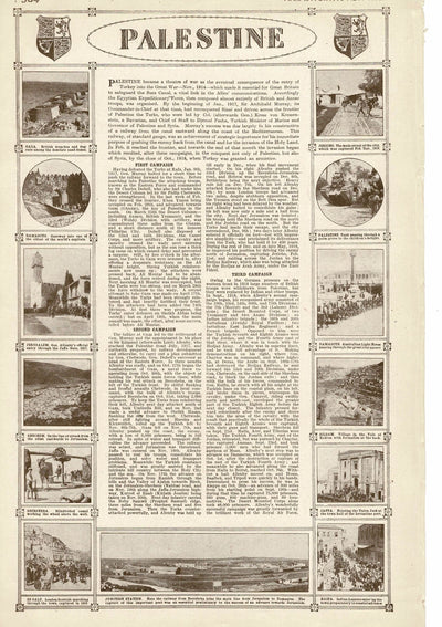 Palestine from An Atlas of the Great War antique map published 1920