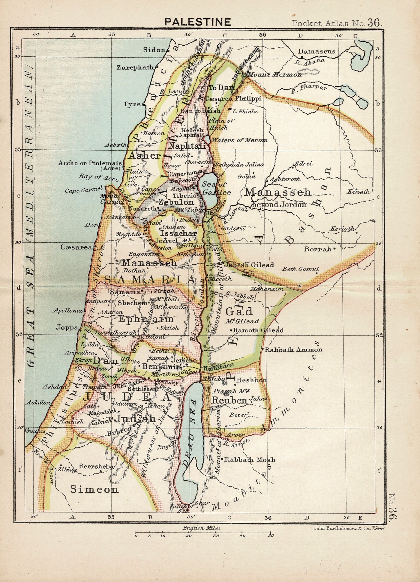 Palestine antique map 1898