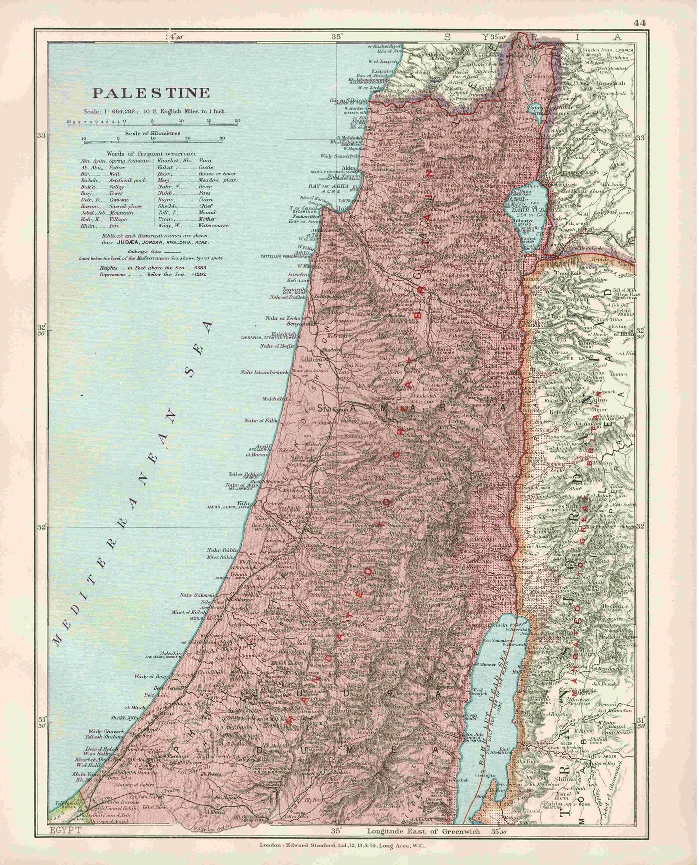 Palestine antique map published 1926