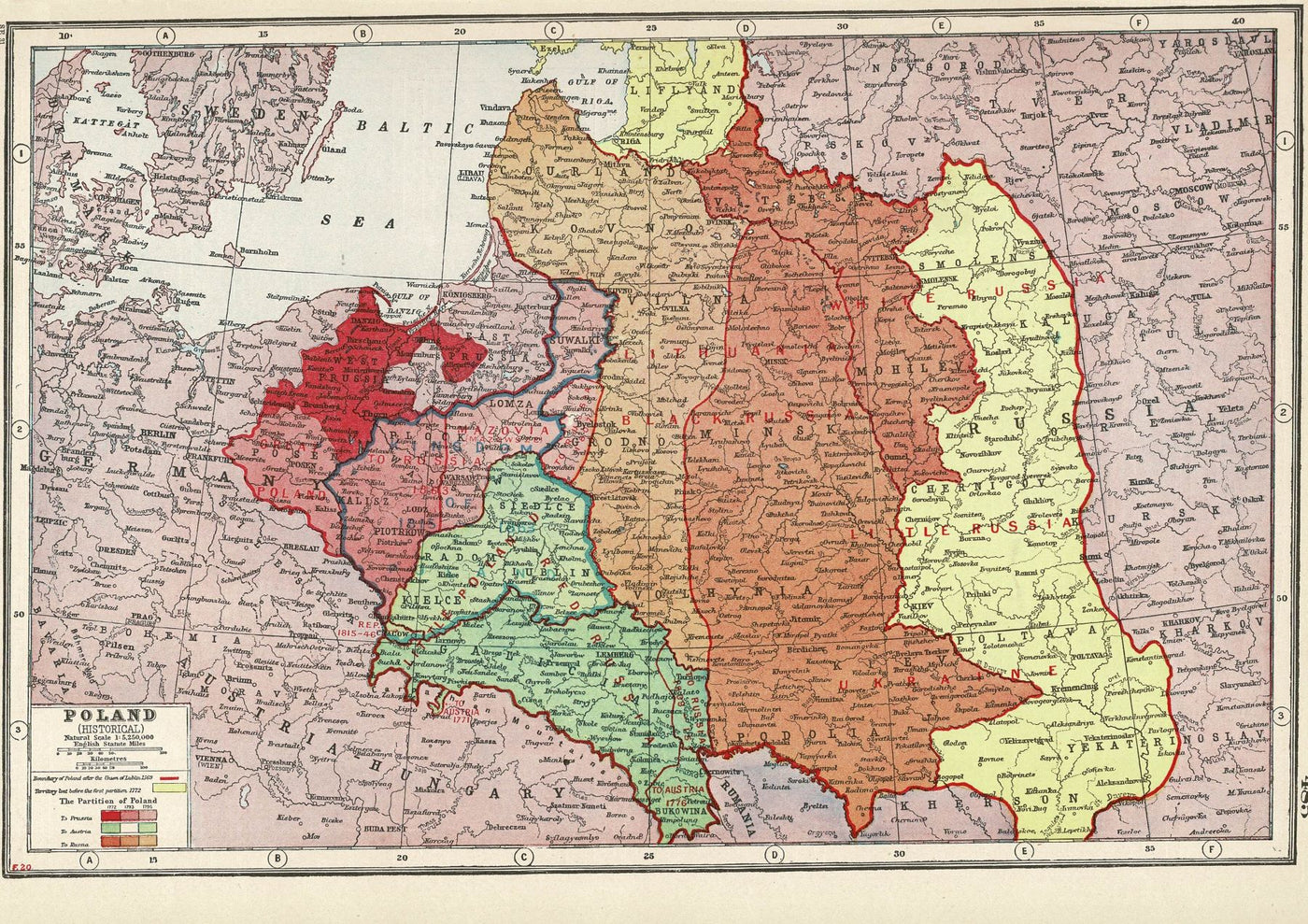 Poland historical map from An Atlas of the Great War, published 1920