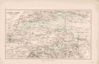 River Thames and Medway Estuary antique map c.1870