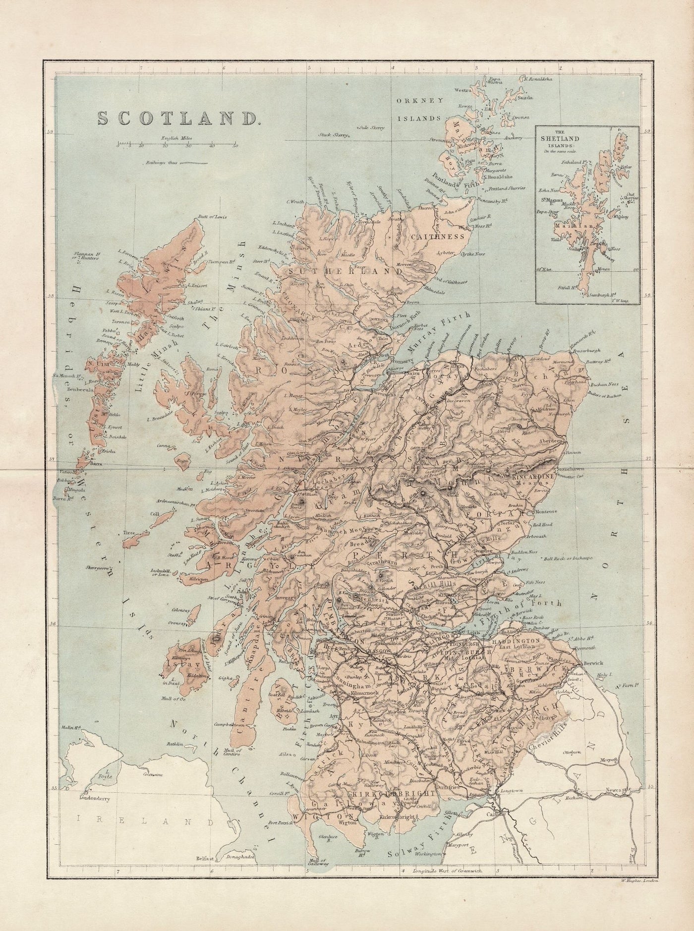 Scotland antique map published 1868