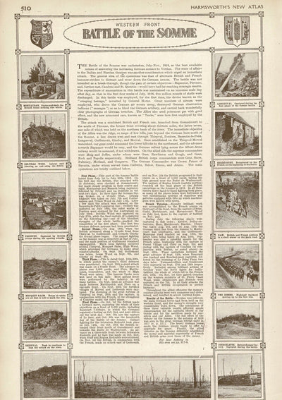 Battle of the Somme from, An Atlas of the Great War, published 1920