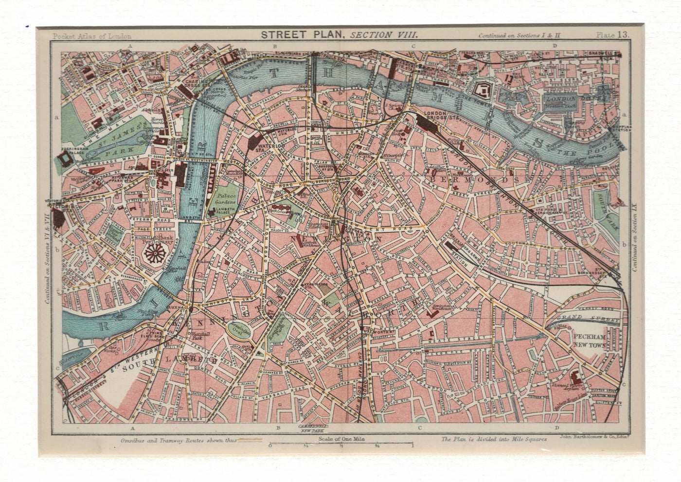 Southwark, Antique Map, 1900